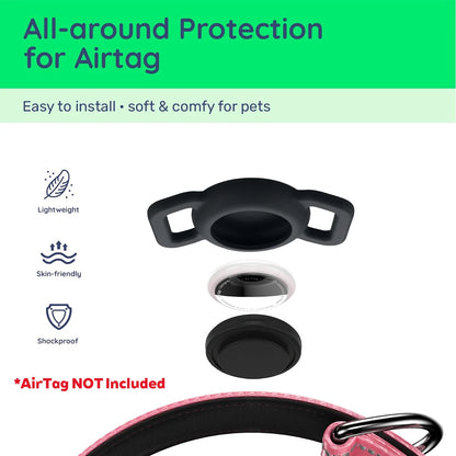 Taakcc Reflective Dog Collar with Luminous Airtag Holder, Waterproof Soft Padded & Safety Buckle, Air Tag Tracker Case Collars