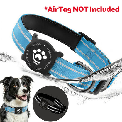 Taakcc Reflective Dog Collar with Luminous Airtag Holder, Waterproof Soft Padded & Safety Buckle, Air Tag Tracker Case Collars